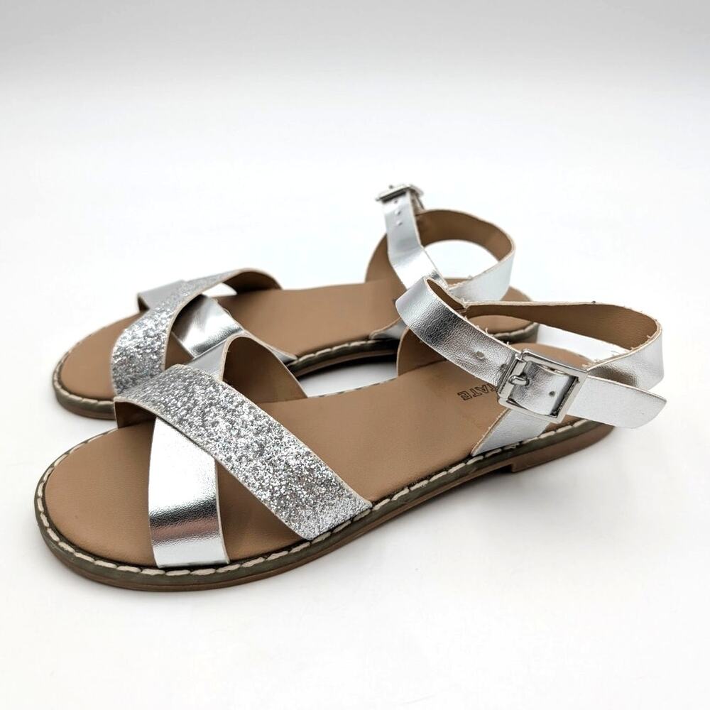 Tucker + Tate Arya Ankle Strap Sandals Girls Silver Glitter Size US13M